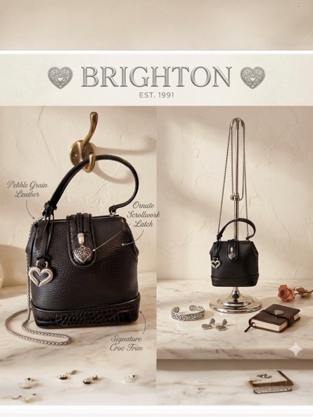 Vintage Brighton Mini Leather Clutch & Shoulder Bag